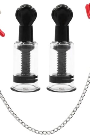 Adjustable Nipple Clamps Breast Clip and Body Ring Body Clamps Nipple Suckers Non-Piercing Chain Stainless Steel for Women Faux Body Jewelry (red)