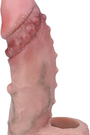 5.98in Silicone Penis Pump Sleeve with Cock Ring, Super Soft Man Cock Sleeve Penis Enlarger with Raised Textures Adult Sex Toy for Men