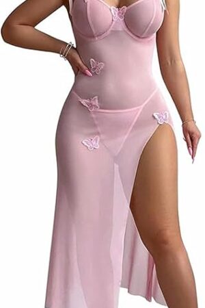 Women Sexy Lingerie Mesh Sleepwear See Through Nighty Babydoll Night Dress Nightwear Split Underwire Nightgown