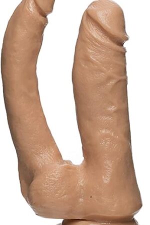 Doc Johnson The D - Double Dippin' D - FIRMSKYN - Double Penetration Dildo - Strong Suction Cup Base - O-Ring Harness Compatible Dildo, Vanilla