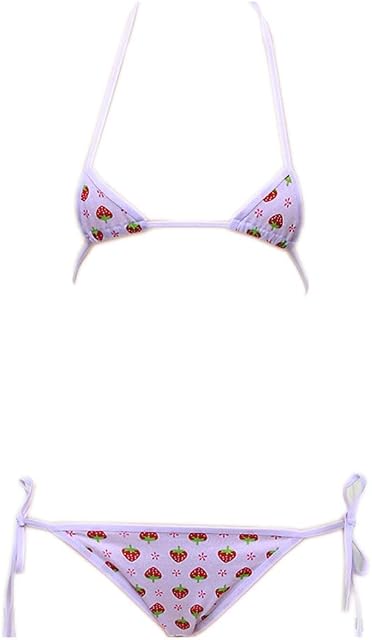 Women Lingerie Mini Bikini Strawberry lace up Underwear Set Anime Role Play T-String Bikini