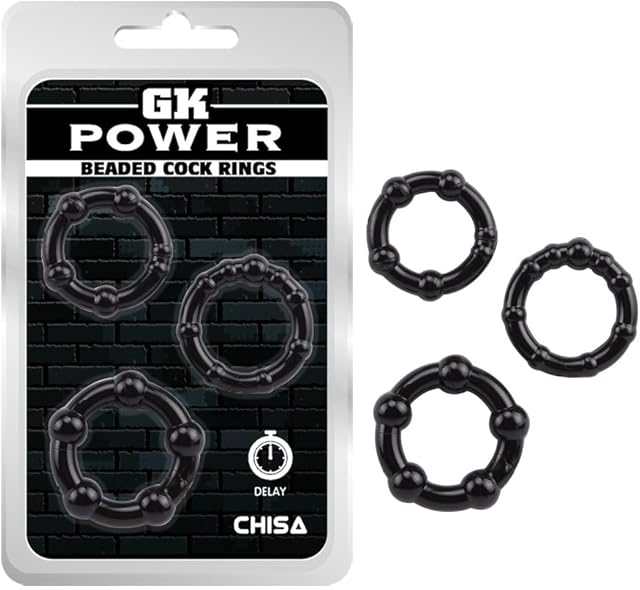 Generic MarcoPolo Power Beaded Cock Rings in 3 Sizes - Smooth Stretchy - Great Fit - Enhanced Stamina - Male Enhancement Sex Toy for Men & Couples - 100% Phthalate Free - Black