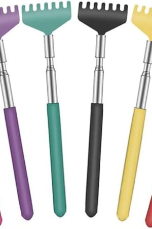 6 Pack Extendable Back Scratcher - Portable Telescoping Metal Back Scratchers/Hand Massager with Soft Rubber Handles for Thanksgiving, Birthday, Christmas Gifts