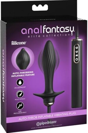 Anal Fantasy Elite Collection Auto Throb Inflatable Vibrating Plug - Black