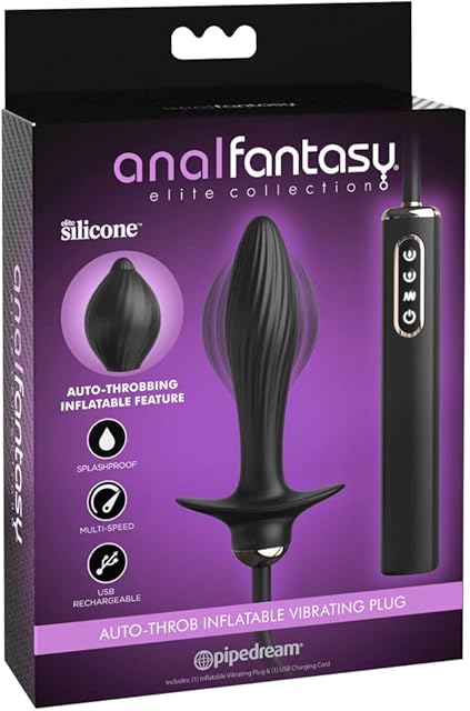 Anal Fantasy Elite Collection Auto Throb Inflatable Vibrating Plug - Black