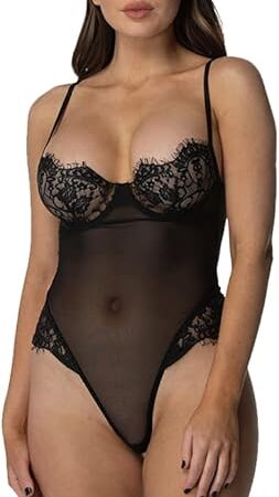 Women See Through Lingerie Teddy Chemise Sleepwear Bodysuit Sexy Lingerie