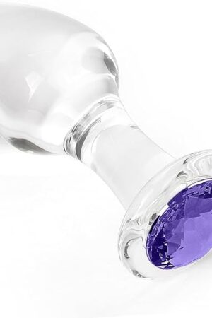 Crystal Glass Anal Plug with Luxury Jewelry Butt Plug Fetish Anus Stimulation Unisex Adult Anal Sex Toy (Purple, S)