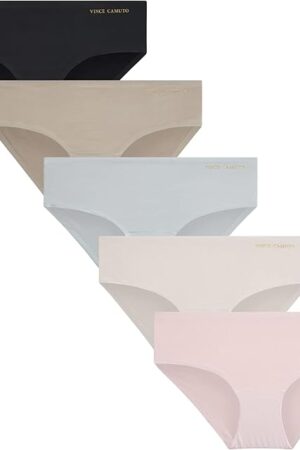 Women's Hipster Underwear - 5 Pack Ultra Soft & Sexy Lingerie - Breathable Seamless Panties for Women, Size Large, Smoky Blue Assorted