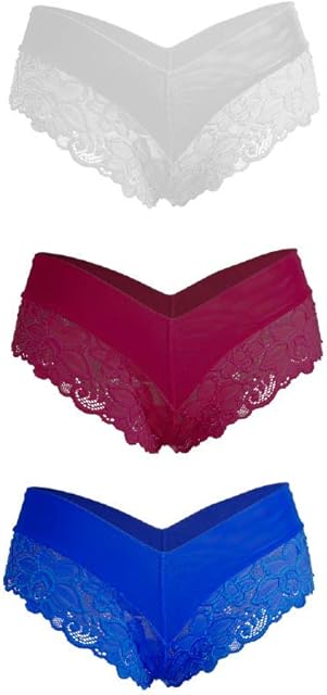 Women Cheeky Lace Hipster Panties Underwear Sexy Lingerie 3 Pack