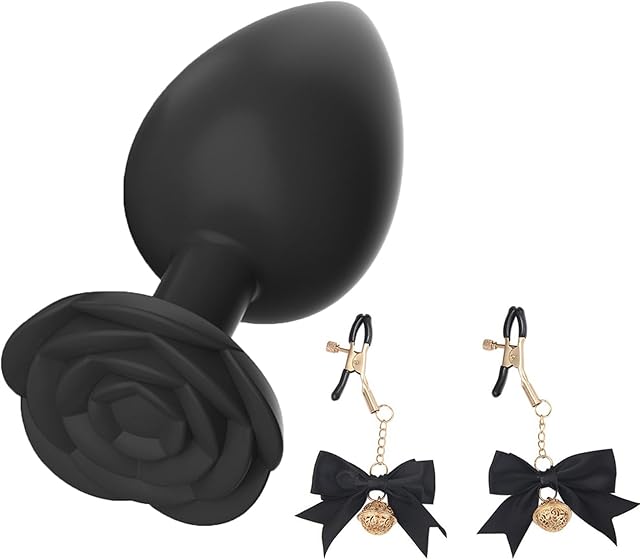Wearable Bullet Silicone Butt Plug Adjustable Bow Bell Nipple Clamp Couple Pleasure Anal Sex Toy