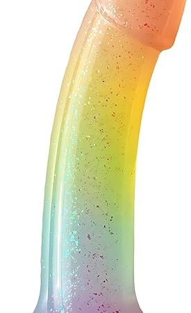 7.5" Rainbow Fantasy Dildo,Pride Colors Strong Suction Base Dildo,Jelly Soft Dildo for G Spot Anal Play Adult Sex Toys for Women/Men/Couples/Beginner,Compatible Strap-on Harness
