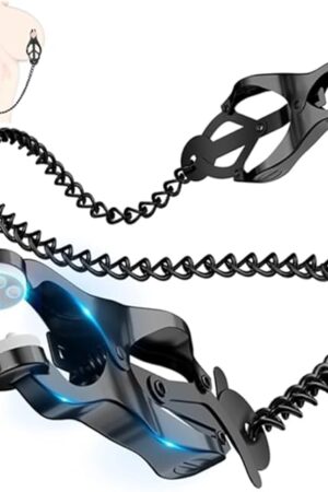 BDSM Nipple Toys Nipple Clamps with Chain, Non-Piercing Nipple Body Clip Breast Clit Stimulation for Women Adults Sex Toys, Breast Sexual Pleasure Bondage Gear Accessories for Couple Role Play Game