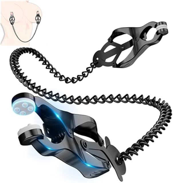 BDSM Nipple Toys Nipple Clamps with Chain, Non-Piercing Nipple Body Clip Breast Clit Stimulation for Women Adults Sex Toys, Breast Sexual Pleasure Bondage Gear Accessories for Couple Role Play Game