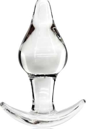 Anal Plug Glass Butt Plug for Comfortable Wear Prostate Massager Sex Toy with Curved Base and Tapered Tip for Men Women Masturbation (M)