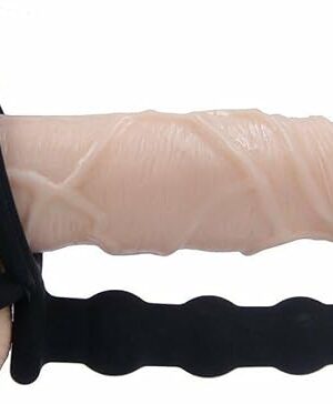 Honeypleasures 5.25 inch Silicone Beaded Double Penetration Strap On with Cock & Ball Ring, DP Double Pentration for Anal & Vaginal, Butt Plug