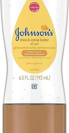 Johnson's Baby Oil Gel, Moisturizing Baby Massage Mineral Oil Enriched with Shea & Cocoa Butter, Dry Skin Relief for Babies, Kids & Adults, Nourishing & Gentle on Delicate Skin, 65 fl oz