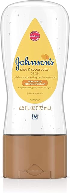 Johnson's Baby Oil Gel, Moisturizing Baby Massage Mineral Oil Enriched with Shea & Cocoa Butter, Dry Skin Relief for Babies, Kids & Adults, Nourishing & Gentle on Delicate Skin, 65 fl oz