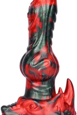 Fantasy Dildo Red and Black with Powerful Suction Cup Knotting Dildo Realistic Penis for Women and Couples Anal Sex Toys 7.87"