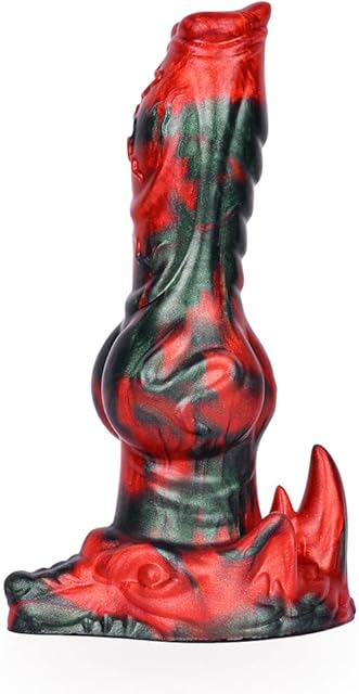 Fantasy Dildo Red and Black with Powerful Suction Cup Knotting Dildo Realistic Penis for Women and Couples Anal Sex Toys 7.87"