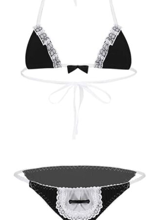 Women's Sheer Extreme Japanese Anime Costume Mini Maid Sexy Bikini Lingerie Set