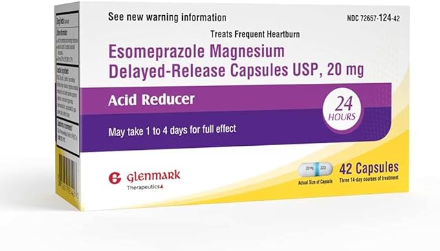 Esomeprazole Magnesium USP 20mg, Delayed Release Capsules, Treats Frequent Heartburn, 42 Capsules
