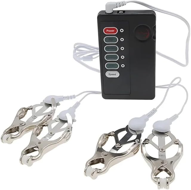 Electric Nipple Clamps, Electric Shock Nipple Clips, Adjustable Current Level Electric Sex Toys for Women Nipple Stimulator for Female (4 Breast Clamps)
