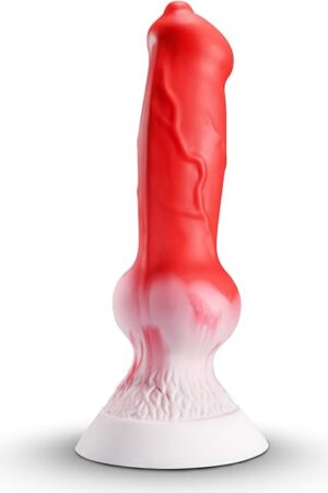 846" Beginner Dog Knot Big Dildo, Realistic Silicone Monster Dildo with Strong Suction Cup, Fantasy Animal Creature Huge Red Dildos, Wolf Penis Anal Plug Sex Toy for Women Men Couple Play Game