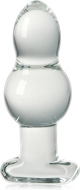 FST Graduated Anal Beads Sex Toys for Men Women and Couples, Glass Butt Plug Gourd Shape Anal Trainer Transparent (XL)