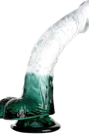 FST Realistic Dildo Curved Shaft G-spot Stimulation Penis with Strong Suction Cup Testis and Veins Design for Sensitive Point Sex Stimulation for Woman Man Masturbation Adult Toy (Green)