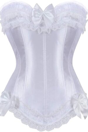 Women's Lace Up Boned Overbust Corset Bustier Lingerie Bodyshaper Top