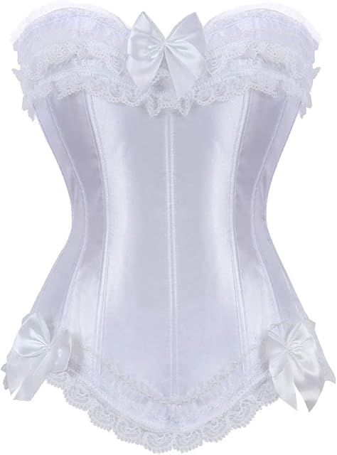 Women's Lace Up Boned Overbust Corset Bustier Lingerie Bodyshaper Top