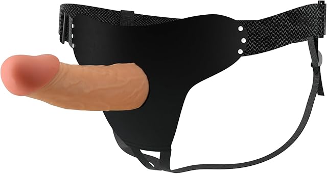 Wearable Strap on Hollow Dildo with Harness, Adjustable Belt Panty Hollow Realistic Dildo Adult Sex Toy for Men Couples, Skin