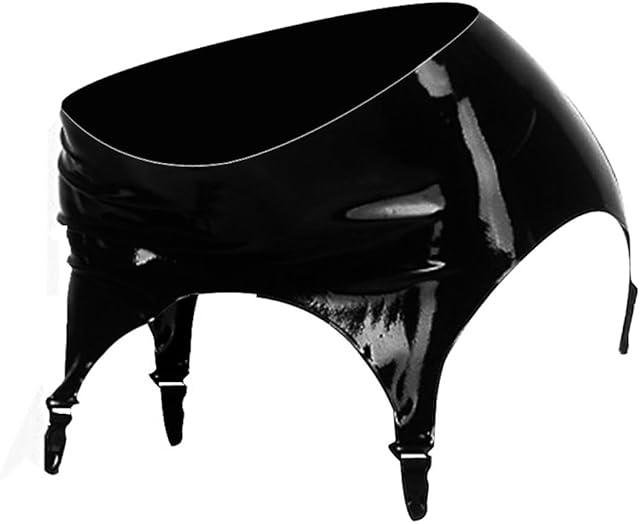 Black Latex Rubber Garter Suspender Belt with Plastic Clips