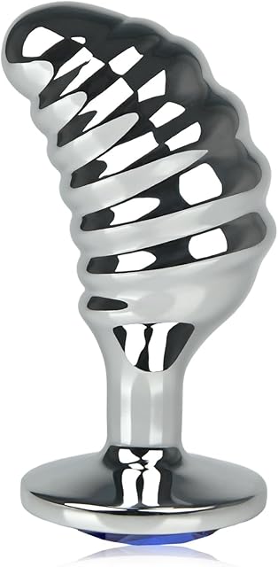 FST Metal Thread Anal Plug Prostate Toys, Curved Butt Plug for Prostate Massage G-spot Stimulation Anal Dilator with Jeweled Base Adult Unisex Sex Toy (L)