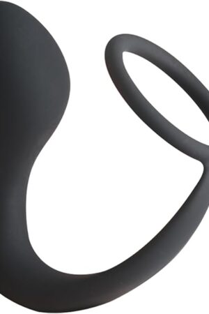 2 in 1 Butt Plug with Penis Ring, Waterproof Ring Silicone Adult Sex Toy for Men, Black Cock Ring and Anal Plug Combo Couples Penis Ring Soft Anal Training Kit Plug