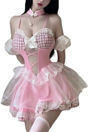 French cute anime lingerie, beautiful and sexy girl maid costume, role-playing costume