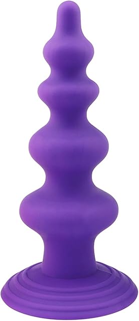 Anal Bead Butt Plug Trainer,Super Long Thick Anal Beads Butt Plugs with 5 Gradual Large Bead,Strong Suction Cup Butt Plug Sex Toys Prostate Massage Anal Trainer Dildo for Women Men(Purple)