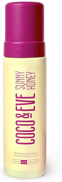 Coco & Eve Sunny Honey Bali Bronzing Self Tanner Mousse - (Dark) All Natural Sunless Tanning Mousse | Instant Self Tanning Lotion with Bronzer and Skin Moisturizer (67 fl oz)