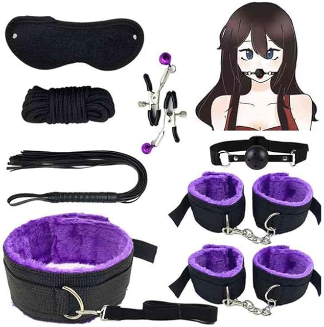 BDSM Sex Bed Bondage Restraints Kit Set Toy Thigh Restraints Bondage Gear & Accessories Sex Handcuffs Hand Cuff Set for Adults Bedroom Sex Resistance Bands Women Queen Bed Straps Adult Play Sweatshirt