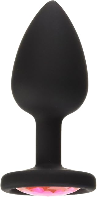 Doc Johnson Booty Bling - Spade Shaped Silicone Anal Plug with Jeweled Base - 3" Long and 12" Wide - Small - Pink Jewel
