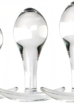 3PCS Glass Anal Plug Adult Sex Products Training Kit Anal Beads Butt Plug Masturbator Toys with Anchor Bottom, Smooth Glass Sex Toys for Men Women Beginners Advanced Players Pleasure (Transparent)