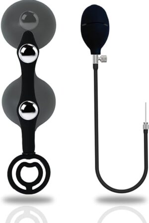 Inflatable Anal/Butt Plug Prostate Massager with Rolling Steel Ball Inside LGBT Anus Vagina Dilator Expander for Erotic Games (Two Balls)