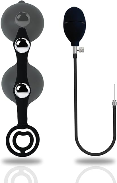 Inflatable Anal/Butt Plug Prostate Massager with Rolling Steel Ball Inside LGBT Anus Vagina Dilator Expander for Erotic Games (Two Balls)
