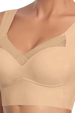 Zenchic Bras, Seamless Sexy Comfort Push Up Wireless Hatmeo Posture Correcting Bras for Seniors Ice Silk Gathering Bralette