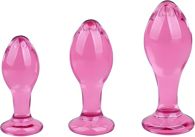 Glass Butt Plug Set, 3 Pcs Crystal Mushroom Anal Plugs Anal Trainer for G-Spot Stimulation Prostate Massage Anal Toys for Anal Training Adult Sex Toys for Men Women Couples