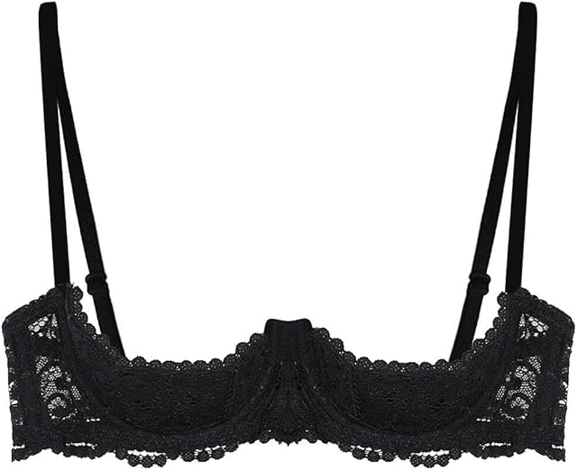 Women's Sexy 1/4 Cup Open Cup Sheer Lace Bra Push Up Underwire Lingerie