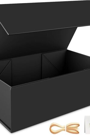 Black Gift Box, 95x6x3'' Gift boxes for Presents with Lids Magnetic Closure Rectangle Collapsible for Groomsman Proposal Box, Wedding, Christmas, Halloween, Birthday Gift Packging