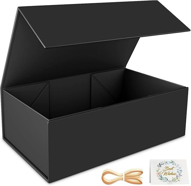 Black Gift Box, 95x6x3'' Gift boxes for Presents with Lids Magnetic Closure Rectangle Collapsible for Groomsman Proposal Box, Wedding, Christmas, Halloween, Birthday Gift Packging