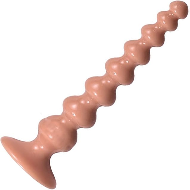 Anal Bead Butt Plug,Long Anal Dildo with 8 Bead Flexible Anal Plug Anus Dilator Vaginal Prostate Massage Stimulation Soft Anal Chain Anal Sex Toys with Strong Suction Cup for Men Women(Flesh)