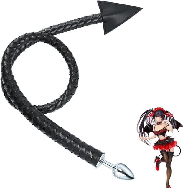 Anal Plug with 108cm Devil Tail, Stainless Steel Erotic Butt Plug Sex Toy for Adult Women Men Couples Beginners BDSM SM Sex Flirt Slave Play, G Spot Anal Plug Butt Plug Trainer Toy